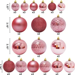46 Pcs Assorted Size Rose Gold Christmas Ball Ornaments -Christmas Decorations Store 46ct Assorted Size Rose Gold Christmas Ball Ornaments 4 result 600x592 1