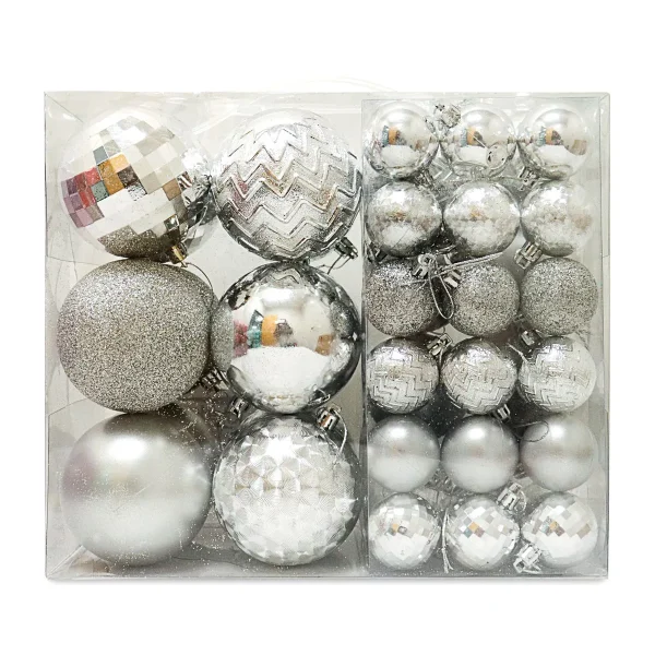 46Pcs Assorted Size Silver Christmas Ball Ornaments 3 46Pcs Assorted Size Silver Christmas Ball Ornaments
