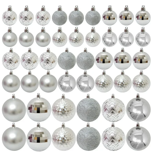 46Pcs Assorted Size Silver Christmas Ball Ornaments 4 46Pcs Assorted Size Silver Christmas Ball Ornaments - Image 2