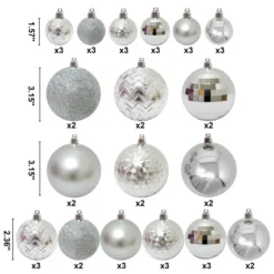 46Pcs Assorted Size Silver Christmas Ball Ornaments 9 46Pcs Assorted Size Silver Christmas Ball Ornaments -Christmas Decorations Store 46ct Assorted Size Silver Christmas Ball Ornaments result 600x600 1