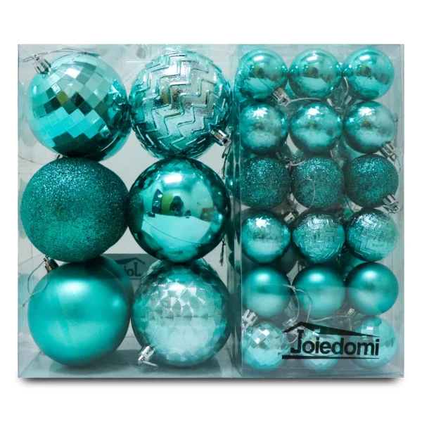 46pcs Assorted Size Teal Christmas Ball Ornaments 3 46pcs Assorted Size Teal Christmas Ball Ornaments