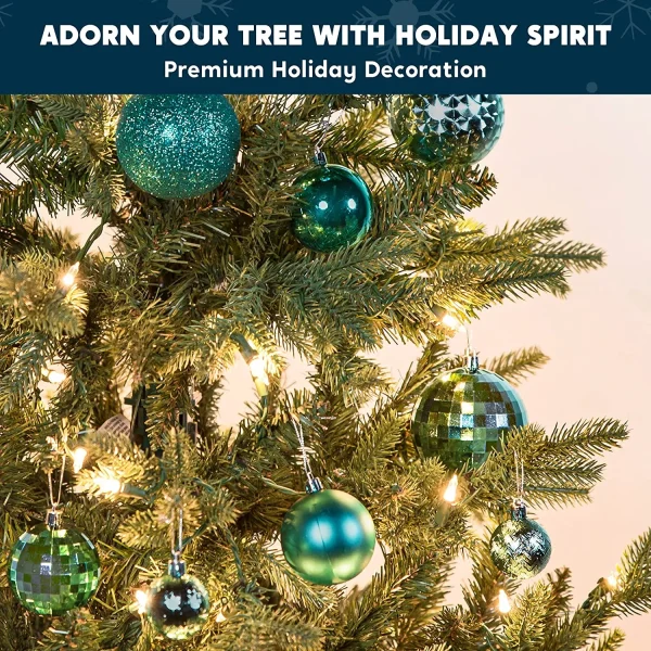 46pcs Assorted Size Teal Christmas Ball Ornaments 5 46pcs Assorted Size Teal Christmas Ball Ornaments - Image 3