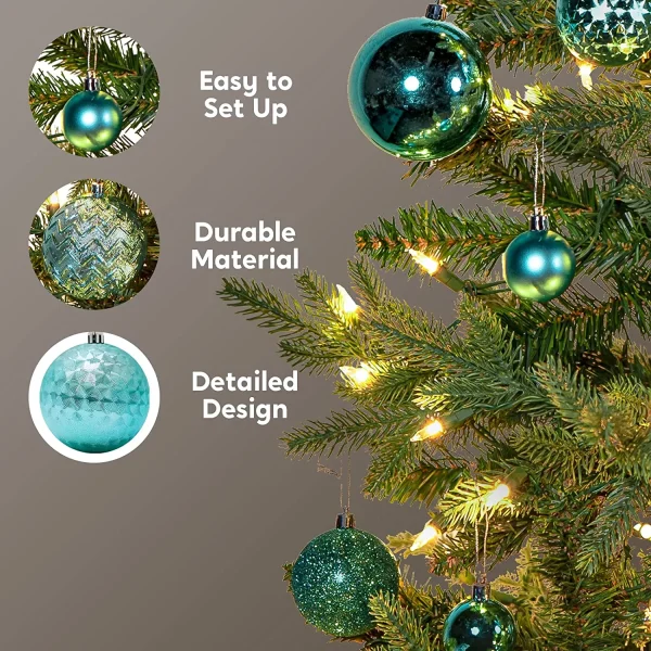 46pcs Assorted Size Teal Christmas Ball Ornaments 6 46pcs Assorted Size Teal Christmas Ball Ornaments - Image 4