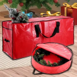 Christmas Tree Bag 48in And Wreath Storage Bag 30in -Christmas Decorations Store 48 Christmas Tree and 30 Wreath Storage Red 6 600x600 1