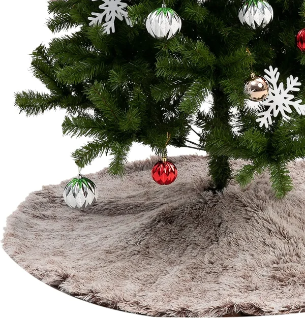 Brown Faux Fur Christmas Tree Skirt 48in 3 Brown Faux Fur Christmas Tree Skirt 48in