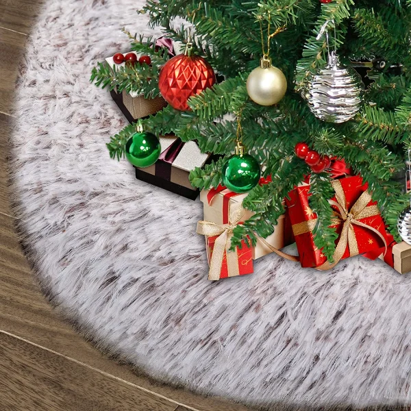 Brown Faux Fur Christmas Tree Skirt 48in 7 Brown Faux Fur Christmas Tree Skirt 48in - Image 5
