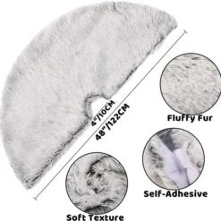 Faux Fur Christmas Tree Skirt Grey 48in -Christmas Decorations Store 48 Inch Faux Grey Christmas Tree Skirt 7 result 600x593 1