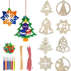 48Pcs Christmas Wooden Hanging Ornaments Craft Kit -Christmas Decorations Store 48Pcs Christmas Wooden Hanging Ornaments Craft Kit 1 600x630 1