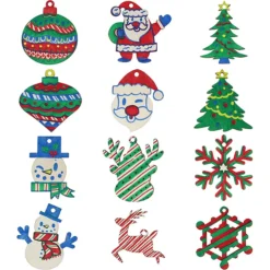 48pcs Wooden Christmas Ornaments Craft Kit -Christmas Decorations Store 48Pcs Wooden Christmas Ornaments DIY Craft Kit 1