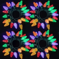 4x25 LED C9 Warm White Led String Lights Fairy 49.54ft -Christmas Decorations Store 4Pcs 25 LED Christmas String Lights 16 4 600x600 1