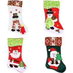 4 Pack Plush Christmas Tree Stockings
