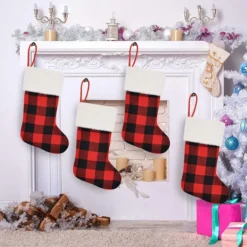 4Pcs Buffalo Plaid Christmas Stockings -Christmas Decorations Store 4Pcs Buffalo Plaid Christmas Stockings 7 result 600x600 1