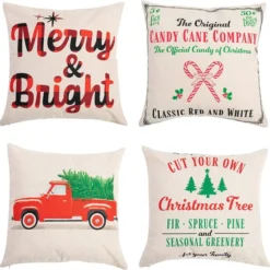 4Pcs Christmas Classic Pillow Cover