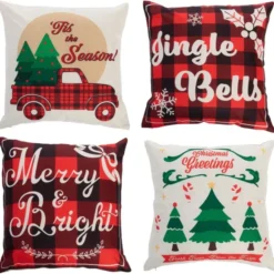 4pcs Red Buffalo Plaid Pillow Covers