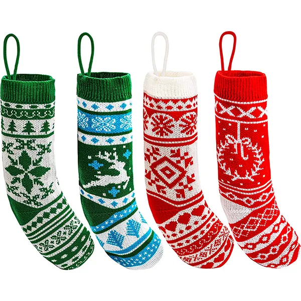 4 Pack Knit Christmas Stockings 18in 4 4 Pack Knit Christmas Stockings 18in - Image 2