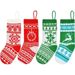 4 Pack Knit Christmas Stockings 18in 10 4 Pack Knit Christmas Stockings 18in -Christmas Decorations Store 4Pcs Christmas Stockings 18in 2