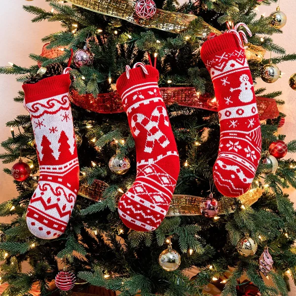 4Pcs Knit Christmas Stockings 6 4Pcs Knit Christmas Stockings - Image 4