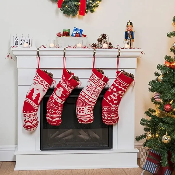 4Pcs Knit Christmas Stockings 4 4Pcs Knit Christmas Stockings - Image 2