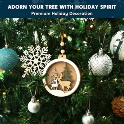 4pcs LED Hanging Christmas Wooden Reindeer Ornament -Christmas Decorations Store 4Pcs LED Wooden Hanging Reindeer Ornaments 3