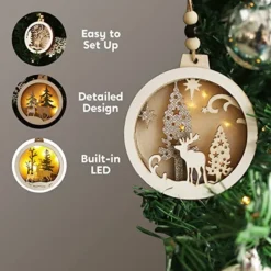 4pcs LED Hanging Christmas Wooden Reindeer Ornament -Christmas Decorations Store 4Pcs LED Wooden Hanging Reindeer Ornaments 6