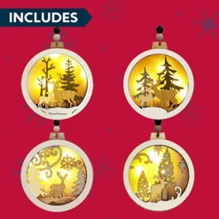 4pcs LED Hanging Christmas Wooden Reindeer Ornament -Christmas Decorations Store 4Pcs LED Wooden Hanging Reindeer Ornaments 7