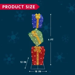 60 LED Christmas Tinsel Stacked Gift Boxes 4ft 13 60 LED Christmas Tinsel Stacked Gift Boxes 4ft -Christmas Decorations Store 4ft Christmas Tinsel Stacked Gift Boxes 6 result 600x600 1