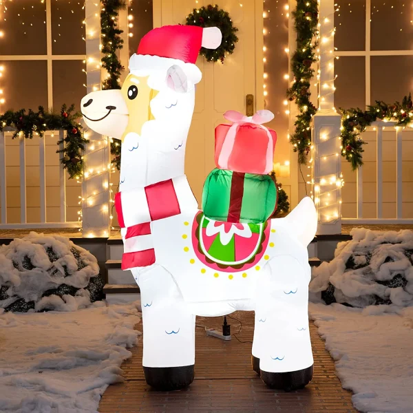 6ft Inflatable LED Christmas Llama With Gifts 3 6ft Inflatable LED Christmas Llama With Gifts
