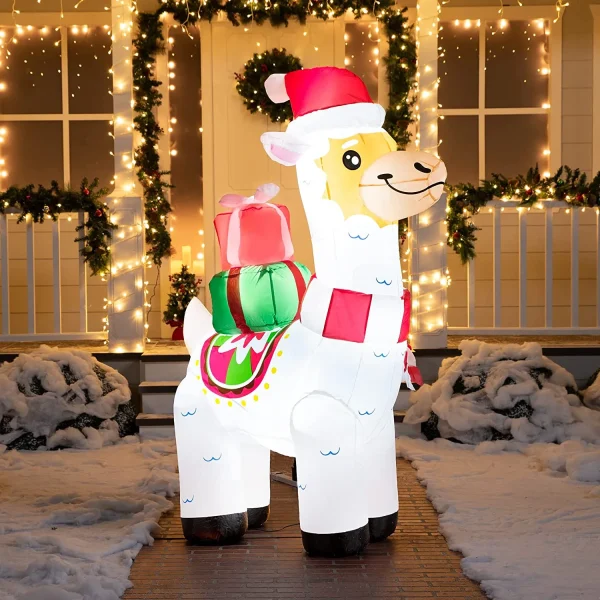 6ft Inflatable LED Christmas Llama With Gifts 6 6ft Inflatable LED Christmas Llama With Gifts - Image 4