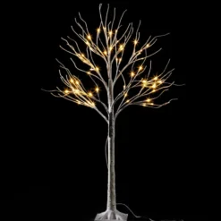 64 LED White Birch Tree Decoration With Lights 4ft -Christmas Decorations Store 4ft White Birch Tree Decoration with 64 LED Lights 4 result 600x600 1