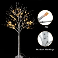 64 LED White Birch Tree Decoration With Lights 4ft -Christmas Decorations Store 4ft White Birch Tree Decoration with 64 LED Lights 7 result 600x600 1