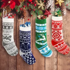 4pcs Multicolor Knit Christmas Stockings 18in -Christmas Decorations Store 4pcs Multicolor Knit Christmas Stockings 18in 600x600 1
