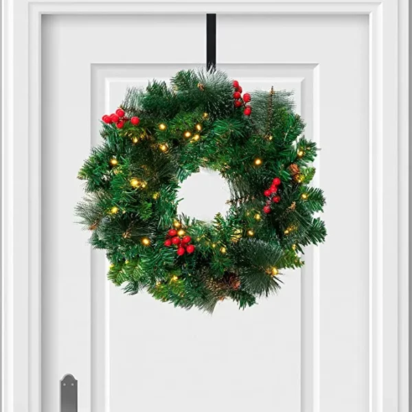 50 LED Artificial Christmas Pre Lit Wreaths 20in 4 50 LED Artificial Christmas Pre Lit Wreaths 20in - Image 2