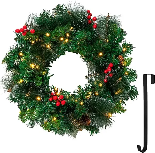 50 LED Artificial Christmas Pre Lit Wreaths 20in 3 50 LED Artificial Christmas Pre Lit Wreaths 20in
