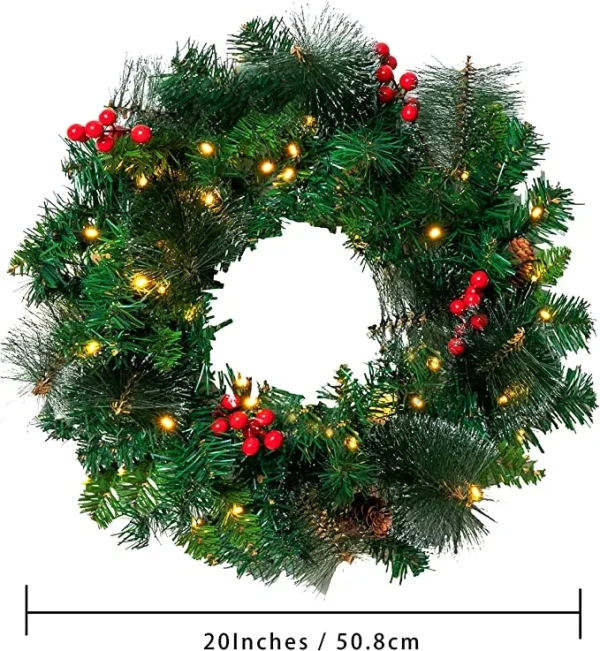 50 LED Artificial Christmas Pre Lit Wreaths 20in 8 50 LED Artificial Christmas Pre Lit Wreaths 20in - Image 6