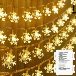 50 LED Warm White Snowflake String Fairy Lights 17.06ft
