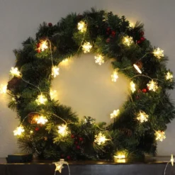 50 LED Warm White Snowflake String Fairy Lights 17.06ft -Christmas Decorations Store 50 LED Snowflake String Fairy Lights 6 result 600x600 1