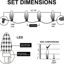 50 Warm White LED C9 Green Wire String Lights -Christmas Decorations Store 50 Warm White LED C9 Green Wire String Lights 1 600x571 1