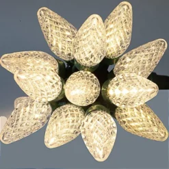50 Warm White LED C9 Green Wire String Lights -Christmas Decorations Store 50 Warm White LED C9 Green Wire String Lights 3 600x600 1