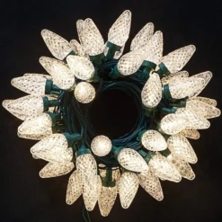 50 Warm White LED C9 Green Wire String Lights