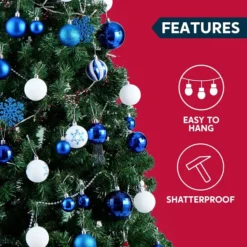 50pcs Dark Blue And White Christmas Ball Ornaments -Christmas Decorations Store 50Pcs Assorted Christmas Ball Ornaments Dark Blue White 4 600x600 1