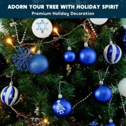 50pcs Dark Blue And White Christmas Ball Ornaments -Christmas Decorations Store 50Pcs Assorted Christmas Ball Ornaments Dark Blue White 5 600x600 1