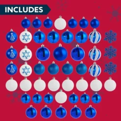 50pcs Dark Blue And White Christmas Ball Ornaments -Christmas Decorations Store 50Pcs Assorted Christmas Ball Ornaments Dark Blue White 6 600x600 1