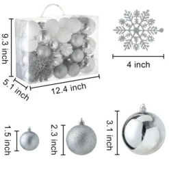 50Pcs Christmas Ornaments Silver & White -Christmas Decorations Store 50Pcs Christmas Ornaments Silver White 5 result 600x600 1