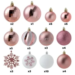 50pcs Blue And White Christmas Ornaments -Christmas Decorations Store 50Pcs Rosegold amp White Christmas Ornaments 2 result 600x600 1