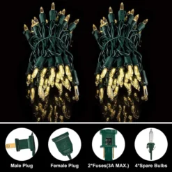 2x100 LED Christmas Clear Green Wire 26.25ft 11 2x100 LED Christmas Clear Green Wire 26.25ft -Christmas Decorations Store 52.5 FT 200 Count Christmas Clear Green Wire result 600x600 1