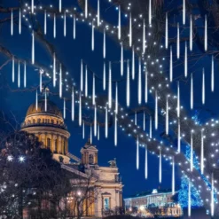 2x 10 Tubes (19.8in) Christmas Meteor Shower Rain Lights, White -Christmas Decorations Store 540 LED Meteor Shower Rain Lights 10 Tubes 50cm White 2 Pack 5 result 600x600 1