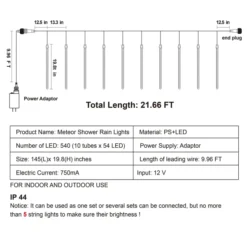 10 Tubes (19.8in) Christmas Meteor Shower Lights, Warm White 10 10 Tubes (19.8in) Christmas Meteor Shower Lights, Warm White -Christmas Decorations Store 540 LEDs Christmas Meteor Shower Lights Warm White 3 result 600x600 1