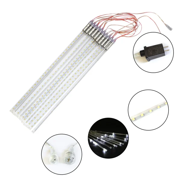 10 Tubes (19.8in) Christmas Meteor Shower Lights, Warm White 6 10 Tubes (19.8in) Christmas Meteor Shower Lights, Warm White - Image 4