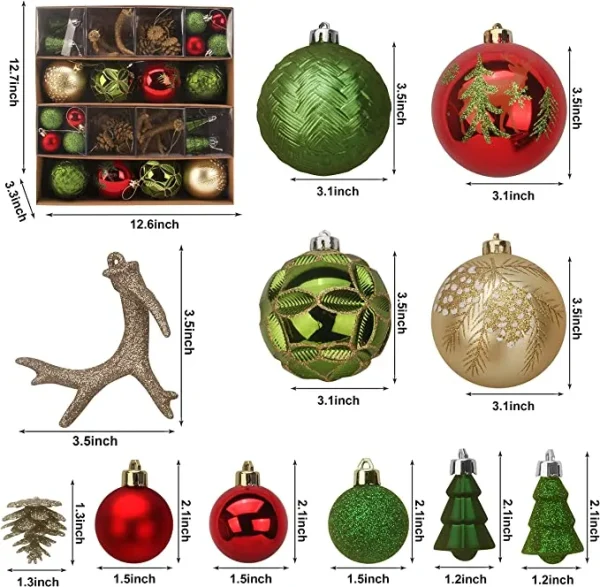 56Pcs Christmas Ornaments With Pine Green & Gold 5 56Pcs Christmas Ornaments With Pine Green & Gold - Image 3