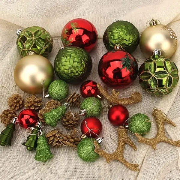 56Pcs Christmas Ornaments With Pine Green & Gold 7 56Pcs Christmas Ornaments With Pine Green & Gold - Image 5